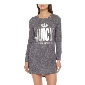 Juicy By Juicy Couture Womens Long Sleeve Crew Neck Nightshirt Heather Gray